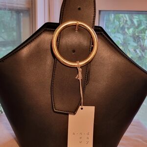 Black bucket bag with Gold buckle